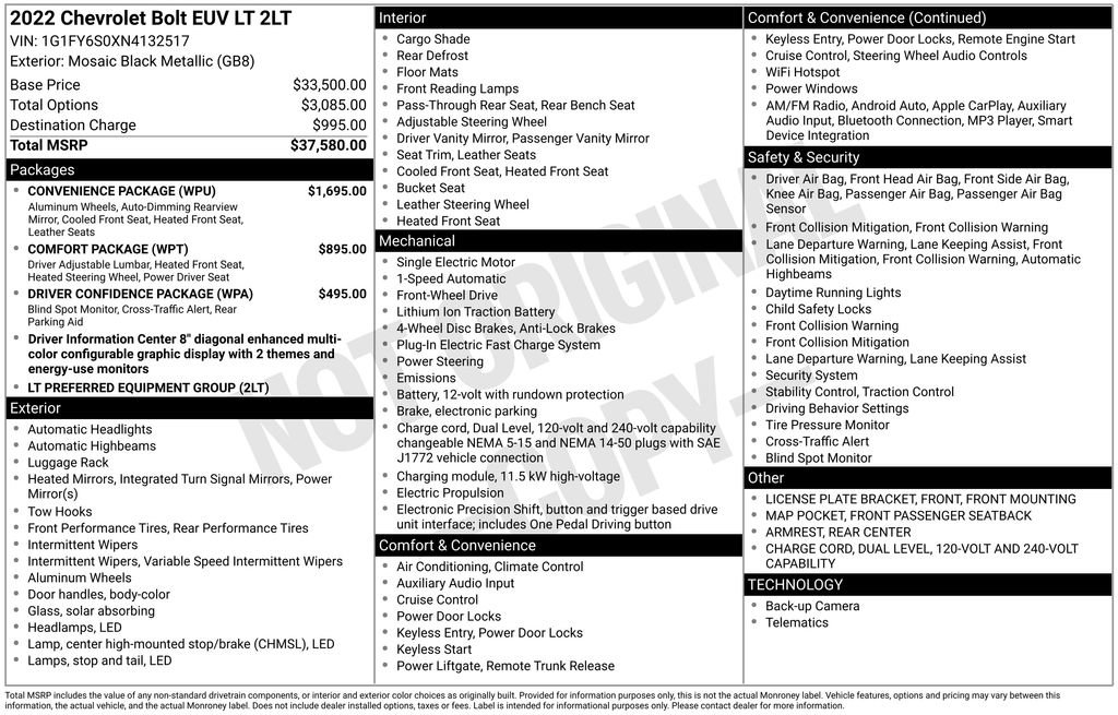 Certified 2022 Chevrolet Bolt EUV LT w/ Convenience Package image 3
