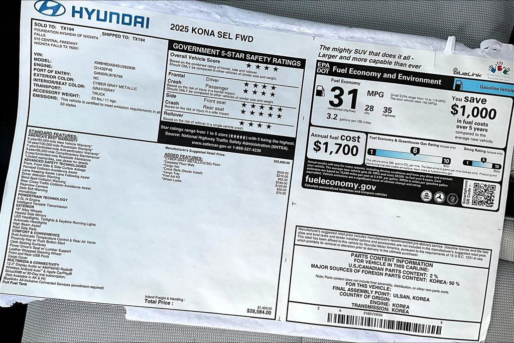 Used 2025 Hyundai Kona SEL FWD image 23