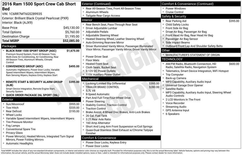 Used 2016 RAM 1500 Sport w/ Black Ram 1500 Sport Group AWD/4WD image 6