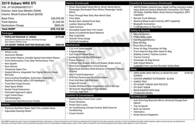 Used 2019 Subaru WRX STI w/ Popular Package #1 image 31