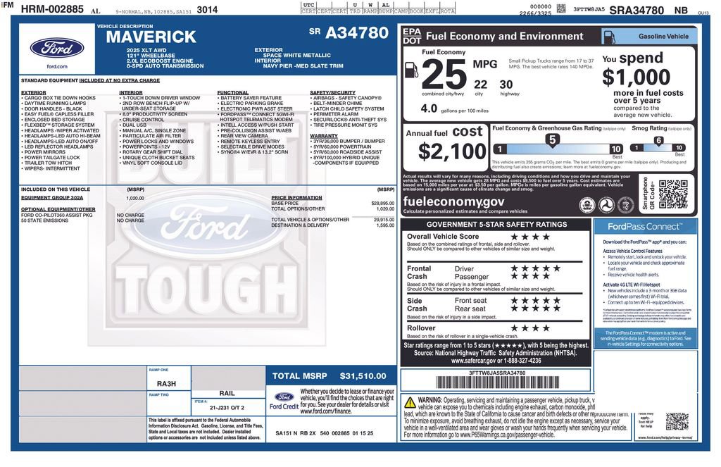 Used 2025 Ford Maverick XLT w/ Equipment Group 302A AWD/4WD image 26
