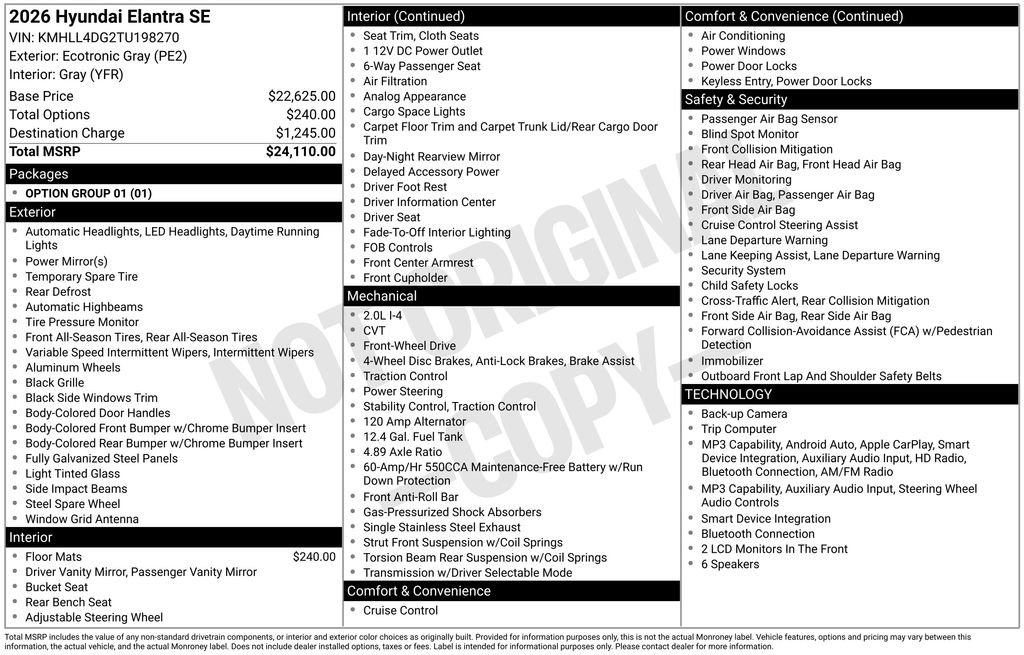 Certified 2026 Hyundai Elantra SE FWD image 6