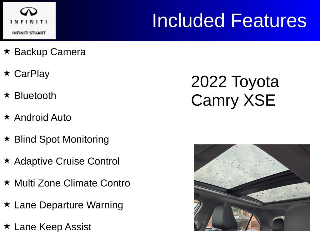 Used 2022 Toyota Camry XSE w/ Navigation Package FWD image 2