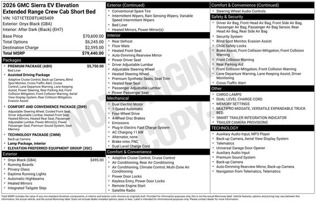 New 2026 GMC Sierra EV Elevation w/ Premium Package AWD/4WD image 3