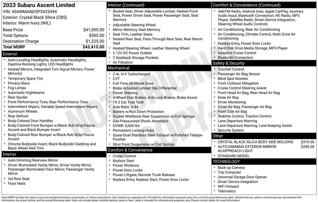 Certified 2023 Subaru Ascent Limited image 26