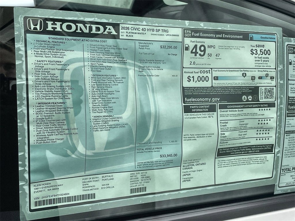 New 2026 Honda Civic Sport Touring image 36