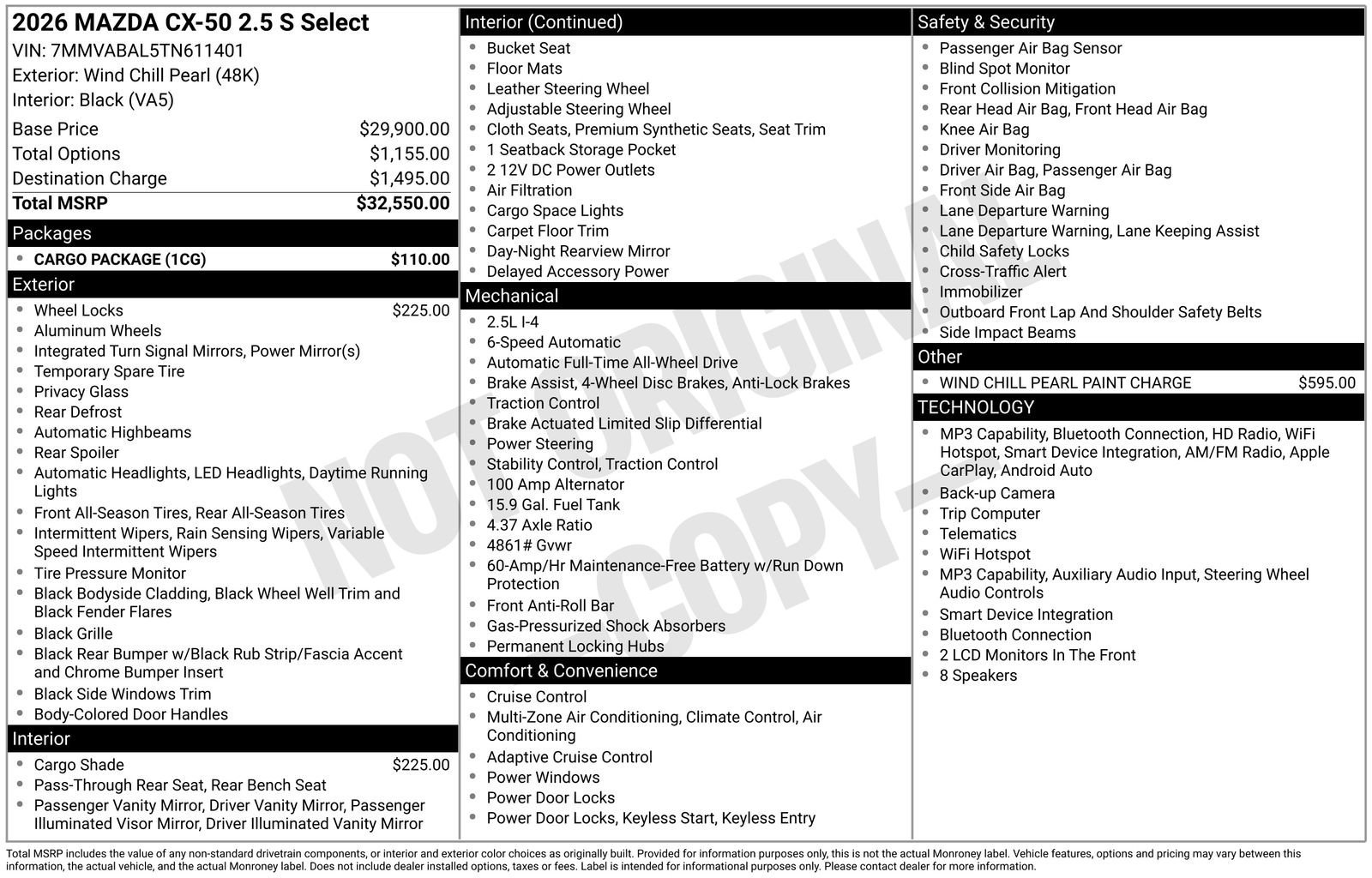 New 2026 MAZDA CX-50 AWD 2.5 S w/ Cargo Package image 22