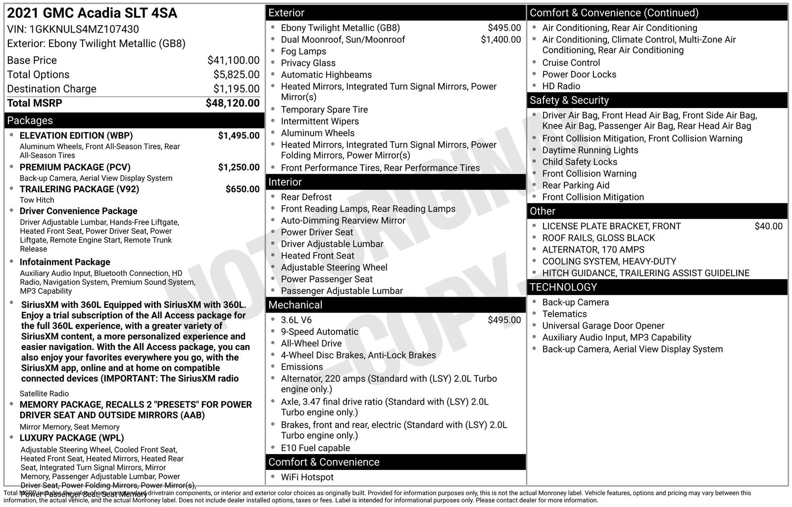 Used 2021 GMC Acadia SLT w/ Elevation Edition AWD/4WD image 19