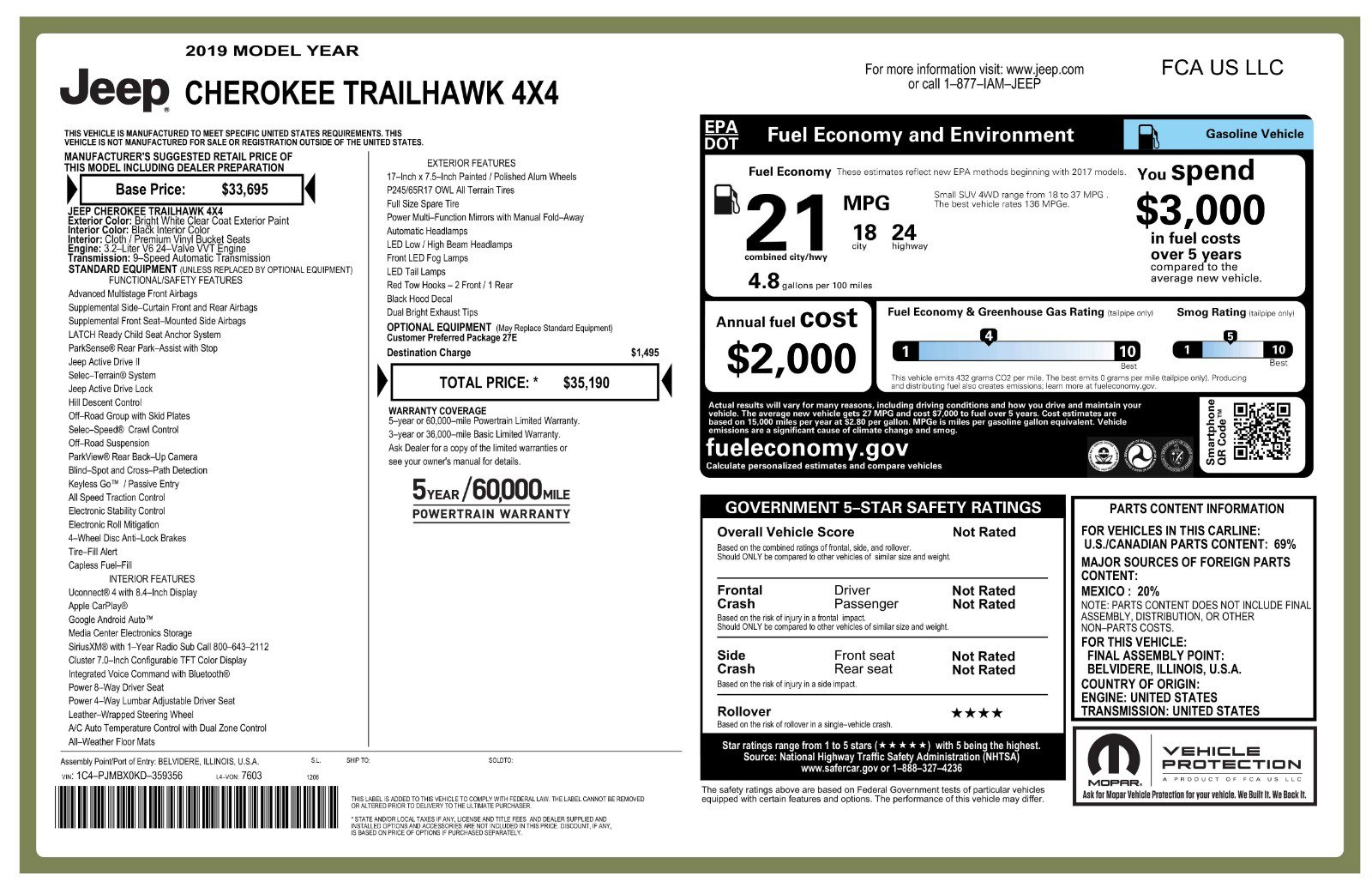 Used 2019 Jeep Cherokee Trailhawk image 11