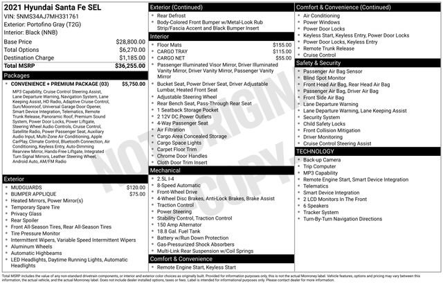 Used 2021 Hyundai Santa Fe SEL w/ Convenience + Premium Package image 8