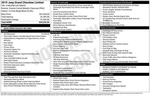 Used 2019 Jeep Grand Cherokee Limited AWD/4WD image 44