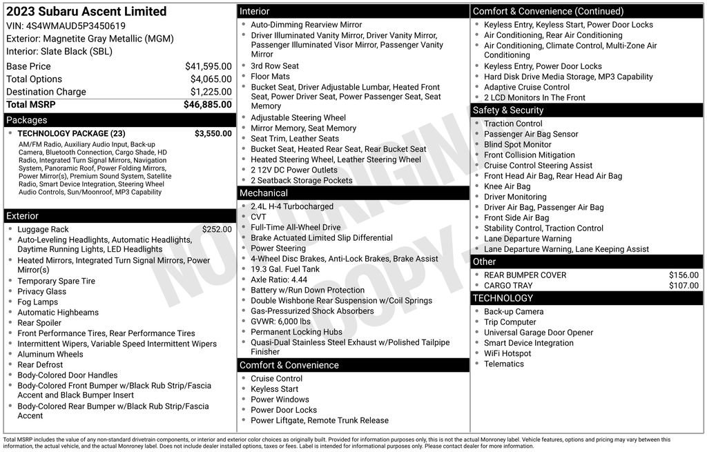 Used 2023 Subaru Ascent Limited w/ Technology Package image 30