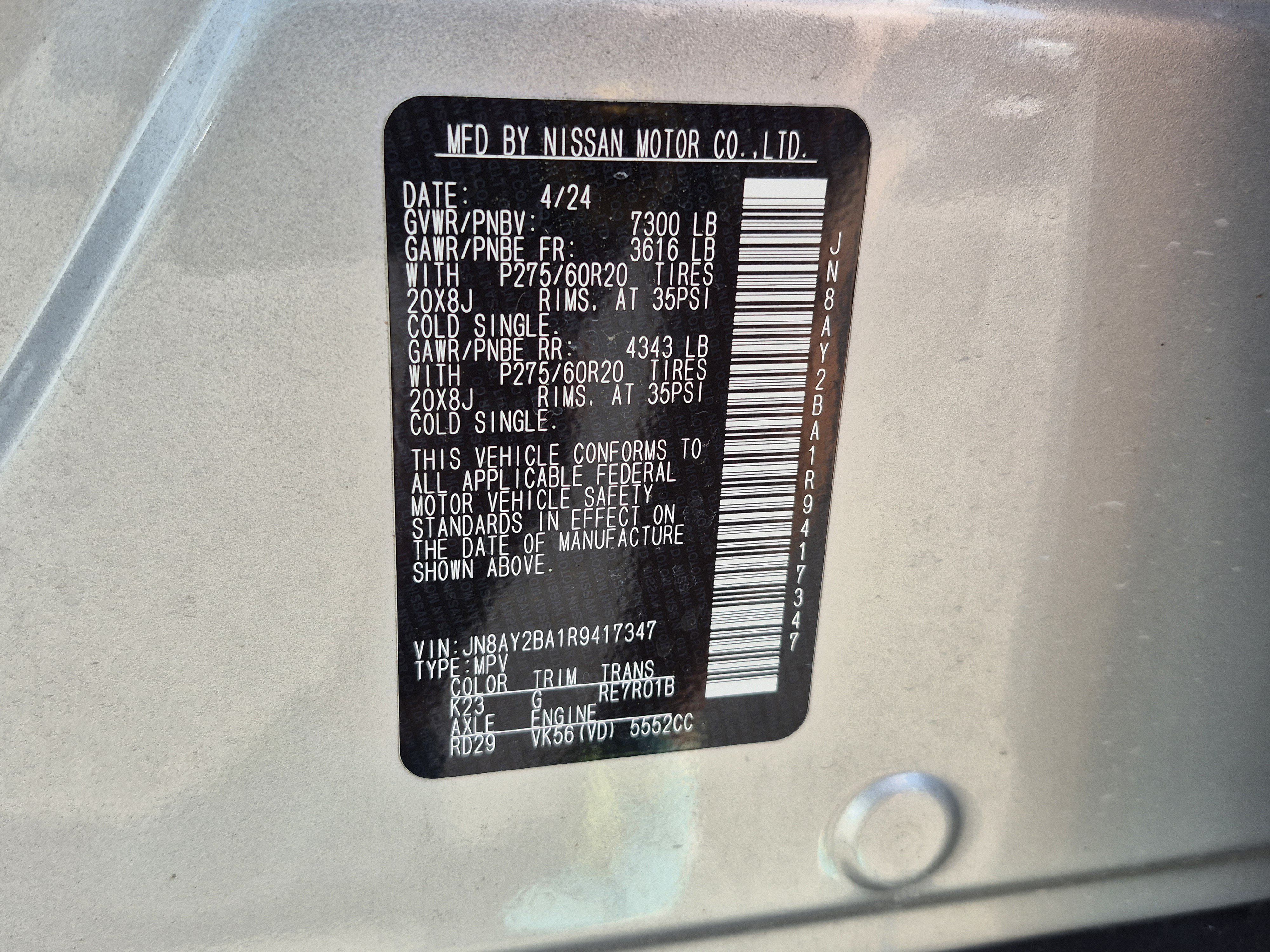 Certified 2024 Nissan Armada SL w/ Captain's Chairs Package RWD image 40