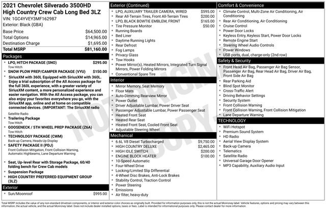 Used 2021 Chevrolet Silverado 3500 High Country w/ LPO, Hitch Package AWD/4WD image 3