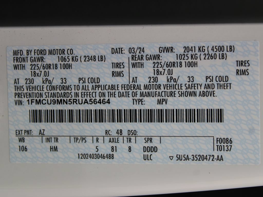 Used 2024 Ford Escape ST-Line w/ Tech Pack #1 AWD/4WD image 65