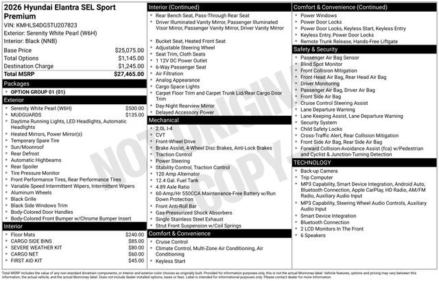 New 2026 Hyundai Elantra SEL Sport Premium FWD image 40