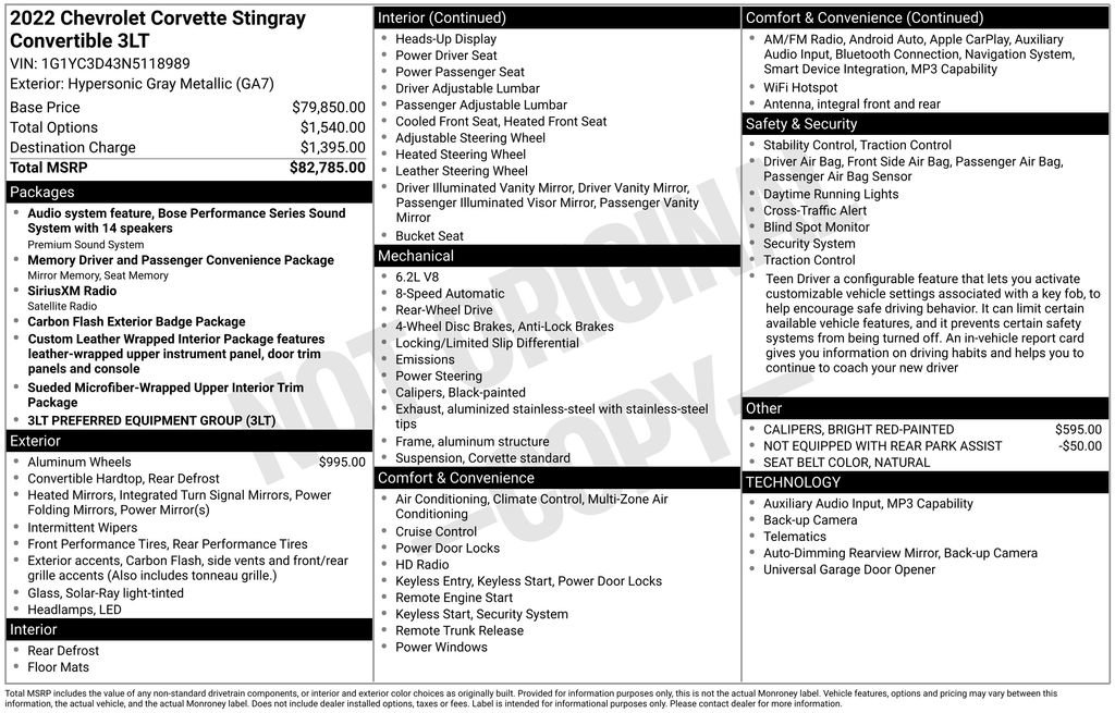 Used 2022 Chevrolet Corvette Stingray Premium Conv w/ 3LT image 10