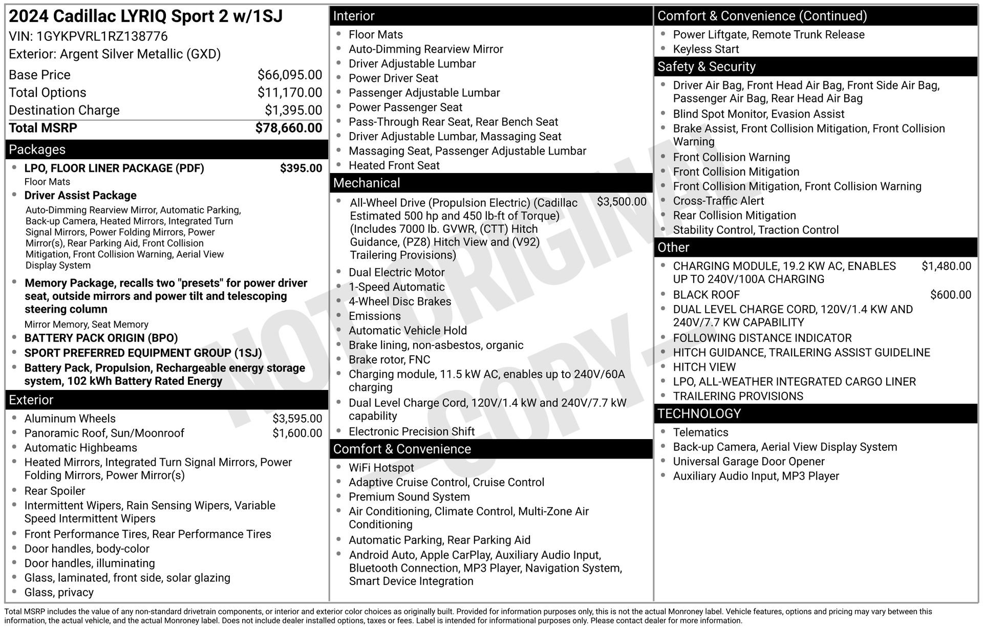 Certified 2024 Cadillac Lyriq Sport w/ LPO, Floor Liner Package image 45