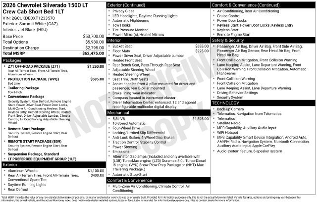 New 2026 Chevrolet Silverado 1500 LT w/ Z71 Off-Road Package AWD/4WD image 4
