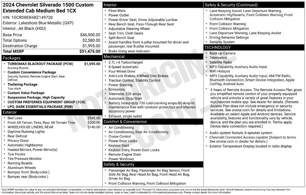 Used 2024 Chevrolet Silverado 1500 Custom w/ Turbomax Blackout Package AWD/4WD image 31