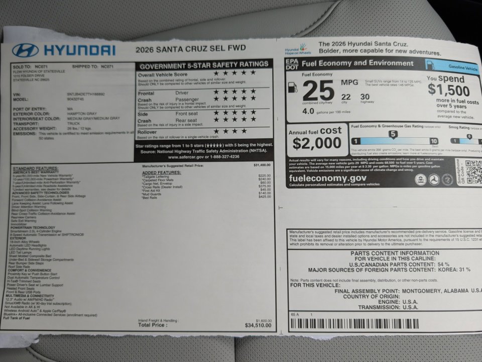 New 2026 Hyundai Santa Cruz SEL FWD image 33