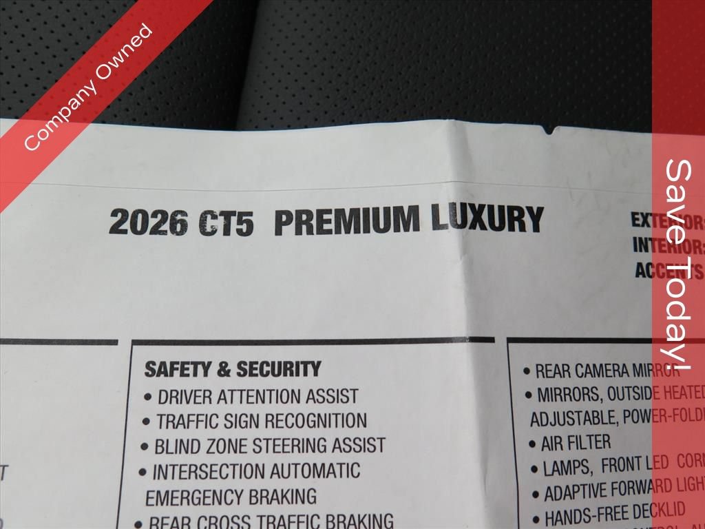 New 2026 Cadillac CT5 Premium Luxury w/ Technology Package RWD image 9