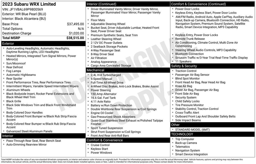 Used 2023 Subaru WRX Limited image 2