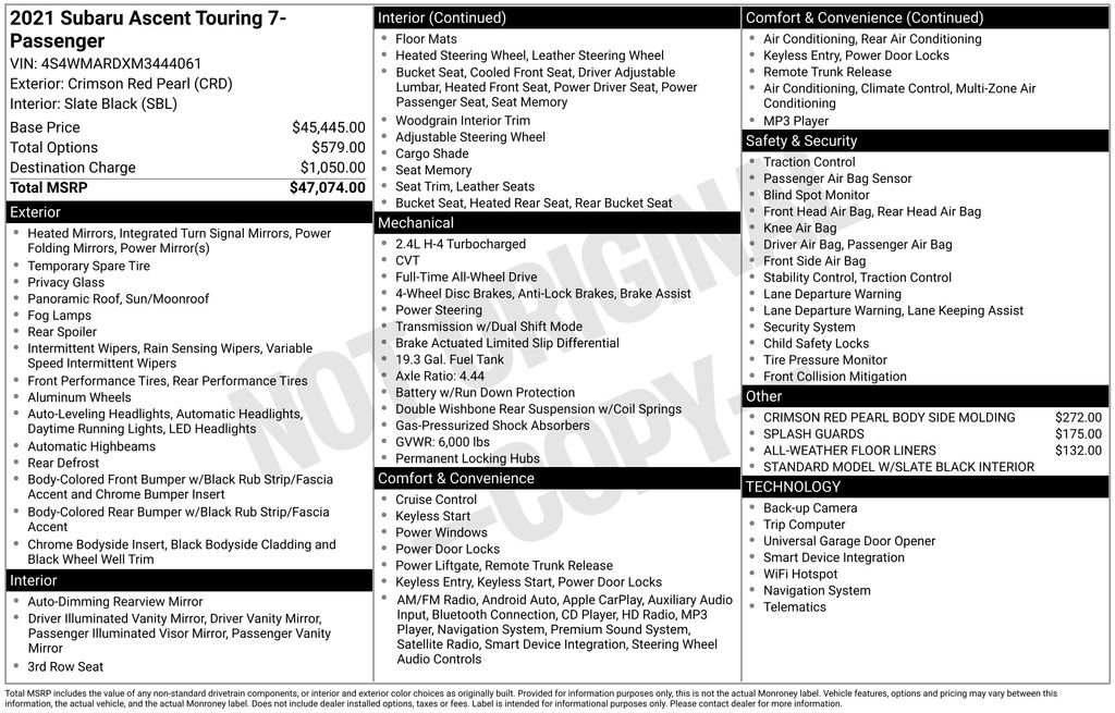 Used 2021 Subaru Ascent Touring image 11