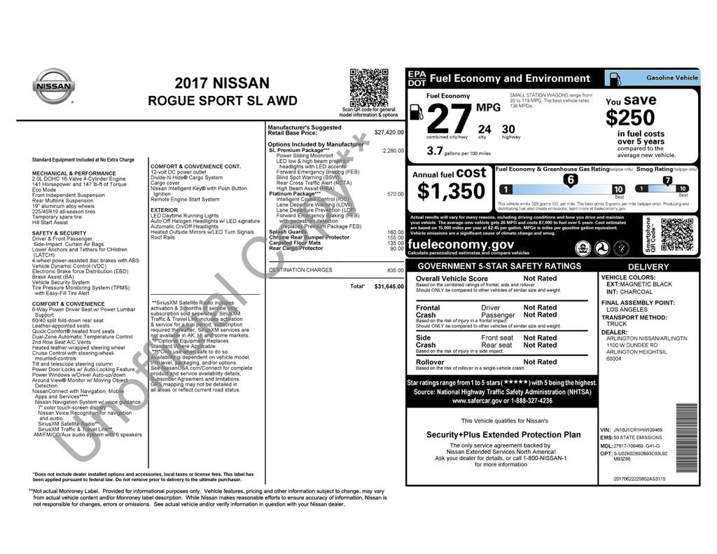 Used 2017 Nissan Rogue Sport SL w/ SL Premium Package image 3