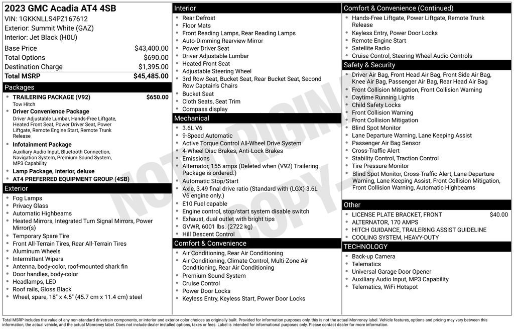 Used 2023 GMC Acadia AT4 w/ Trailering Package image 6