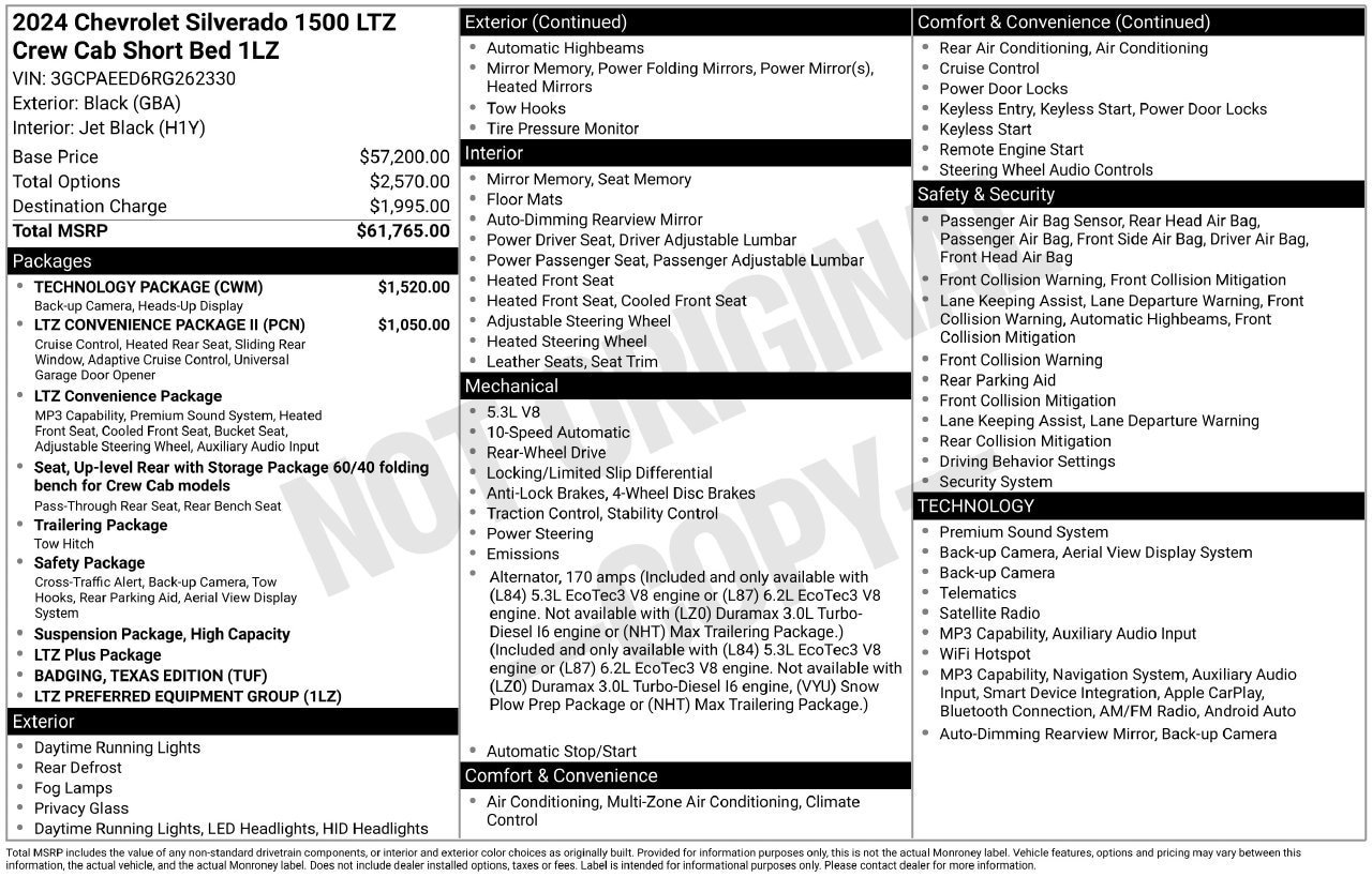 Used 2024 Chevrolet Silverado 1500 LTZ w/ Technology Package RWD image 30