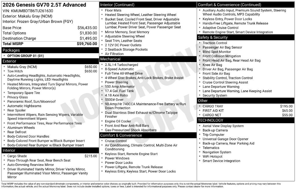 Certified 2026 Genesis GV70 2.5T Advanced AWD/4WD image 19