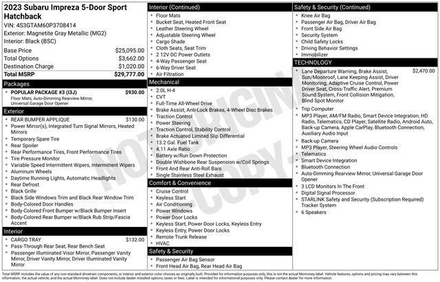 Used 2023 Subaru Impreza 2.0i Sport w/ Popular Package #3 image 32