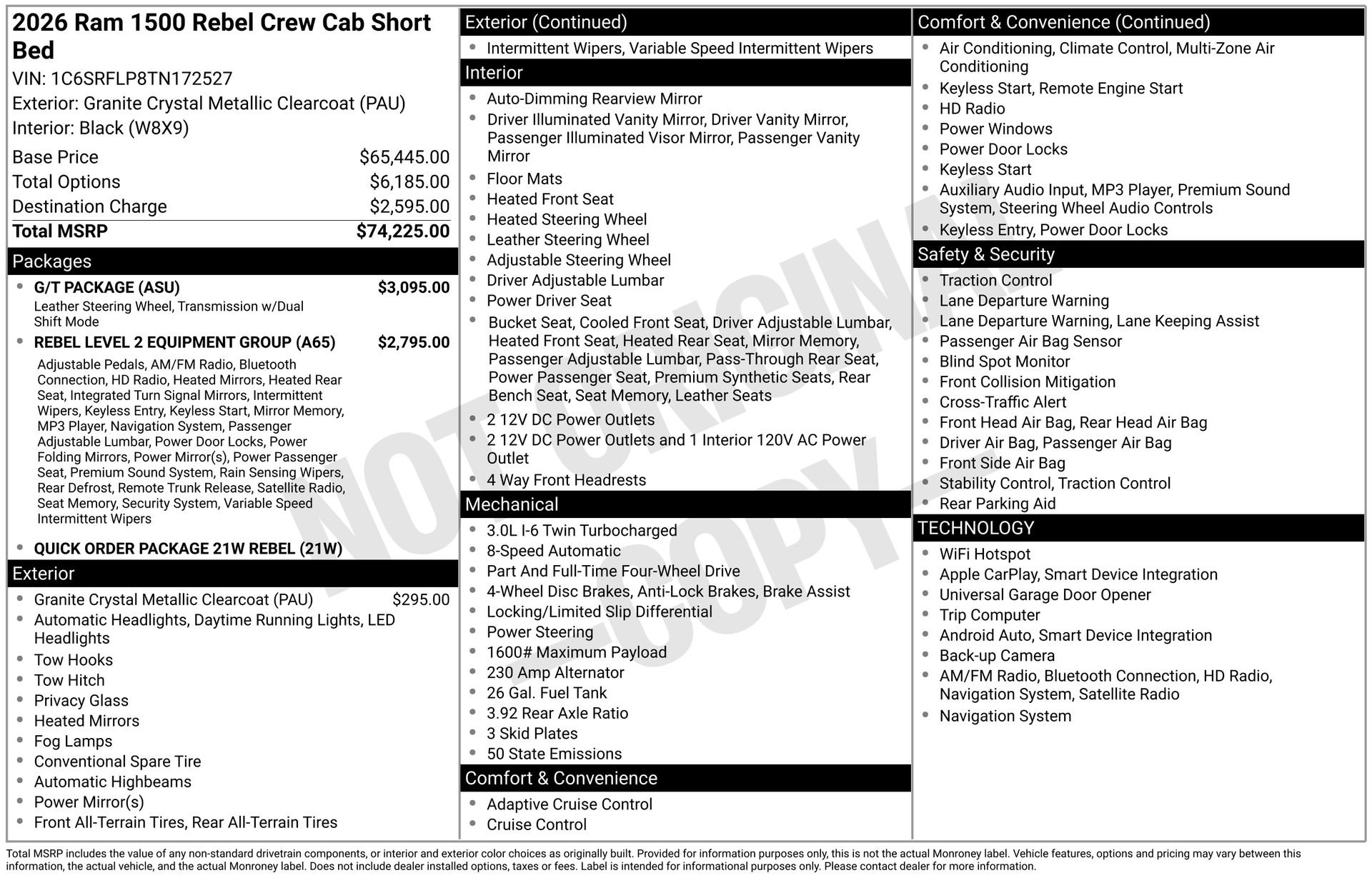 New 2026 RAM 1500 Rebel w/ G/T Package image 42