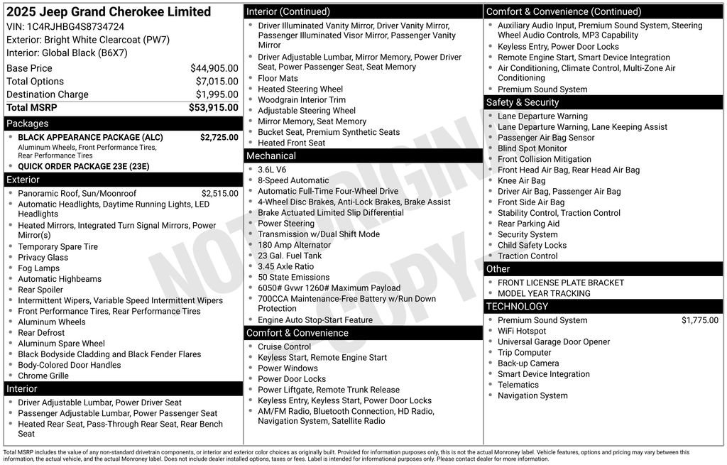 New 2025 Jeep Grand Cherokee Limited w/ Black Appearance Package image 6