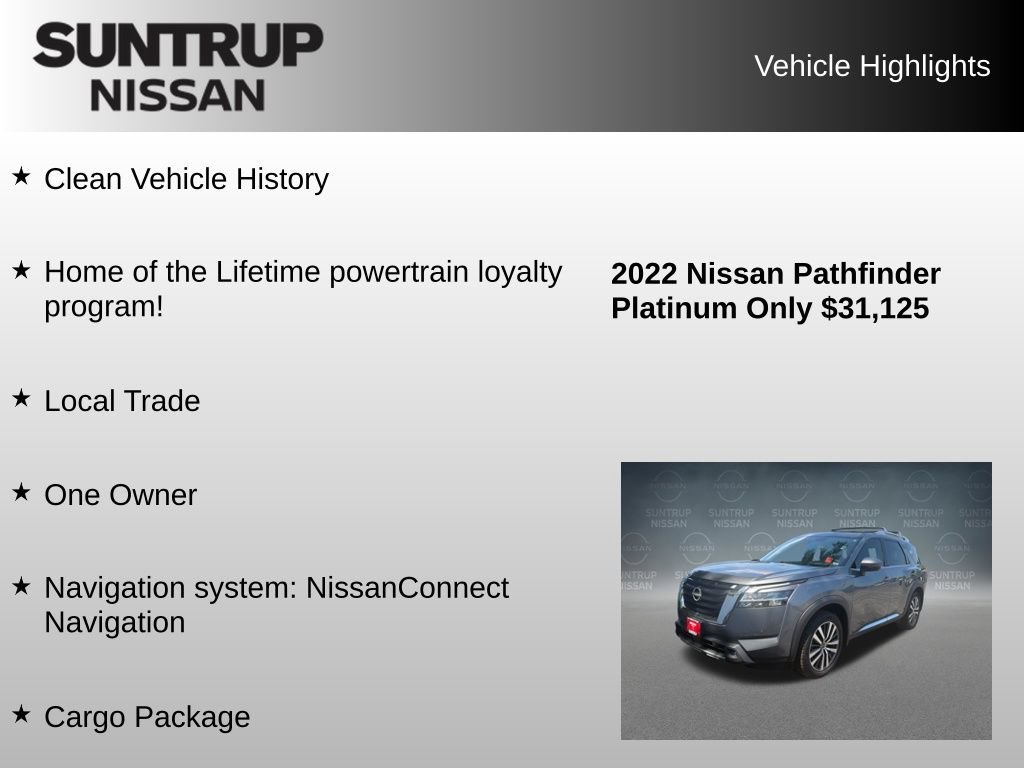 Used 2022 Nissan Pathfinder Platinum w/ Cargo Package FWD image 8