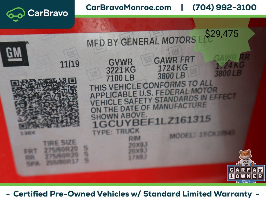 Certified 2020 Chevrolet Silverado 1500 Custom w/ Custom Value Package AWD/4WD image 47