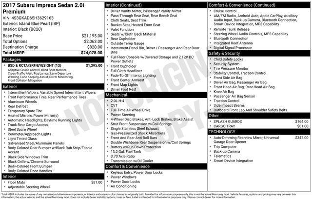 Used 2017 Subaru Impreza 2.0i Premium w/ BSD & Rcta/SRF/Eyesight image 10