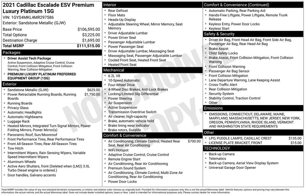 Used 2021 Cadillac Escalade ESV Premium Luxury Platinum image 17