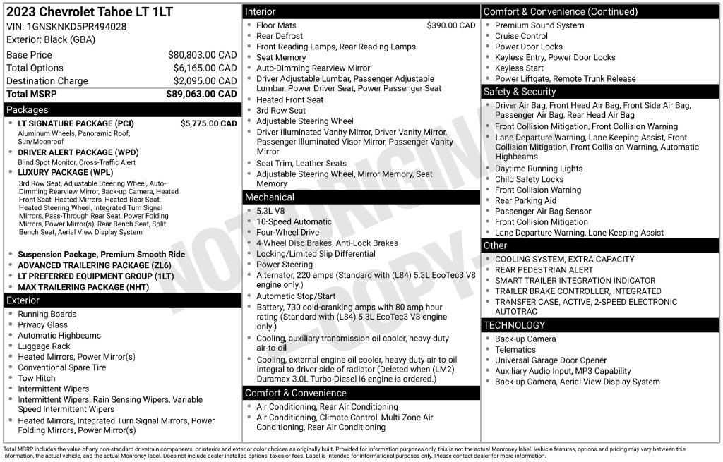 Used 2023 Chevrolet Tahoe LT w/ LT Signature Package AWD/4WD image 6