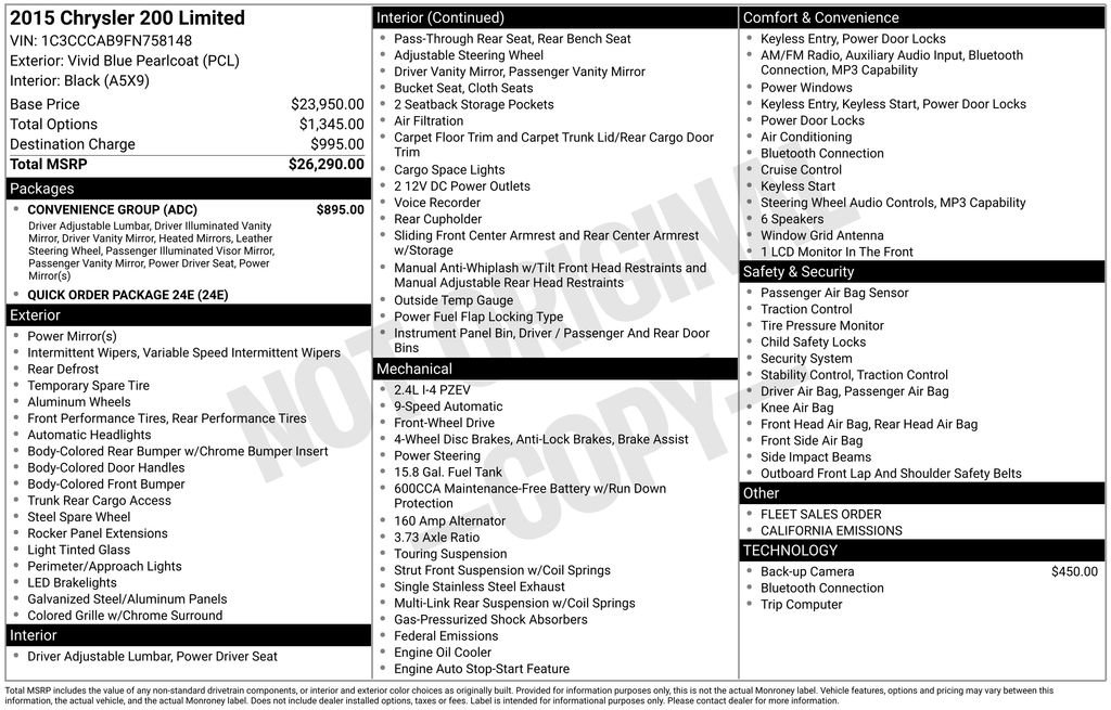 Used 2015 Chrysler 200 Limited w/ Convenience Group FWD image 2