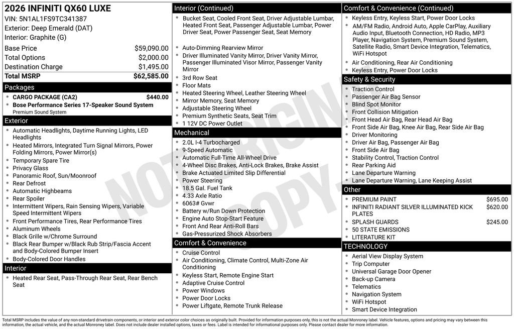 New 2026 INFINITI QX60 Luxe w/ Cargo Package image 5