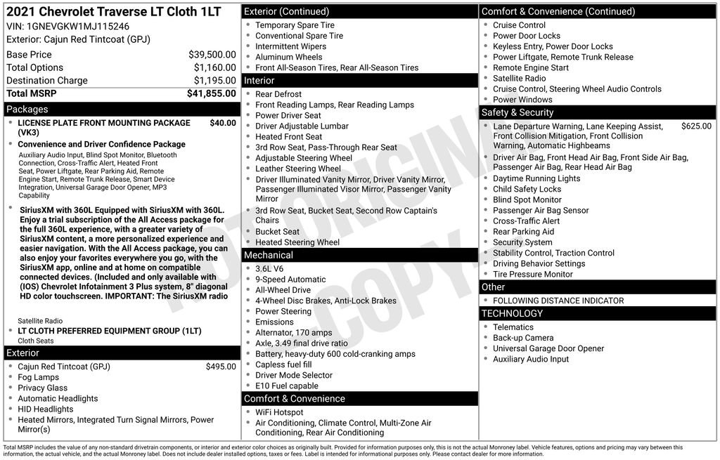 Used 2021 Chevrolet Traverse LT AWD/4WD image 5