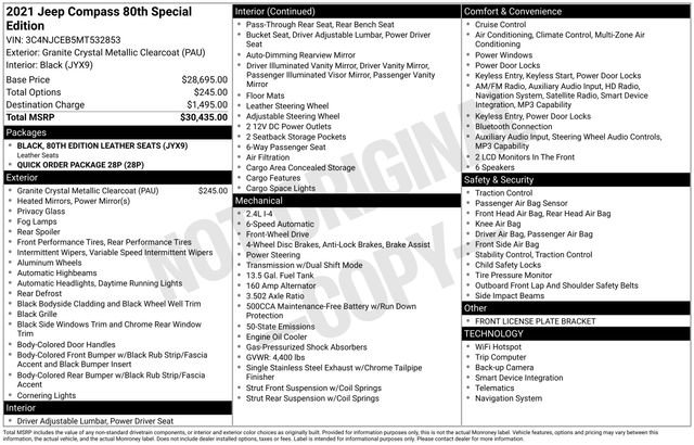 Used 2021 Jeep Compass 80th Special Edition image 34