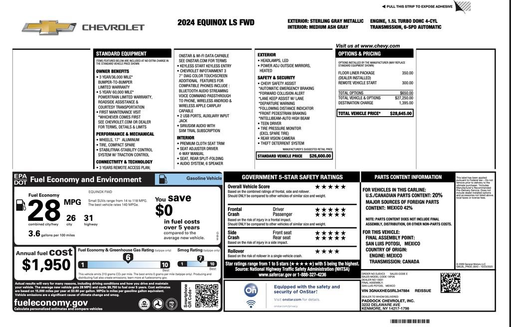 Certified 2024 Chevrolet Equinox LS w/ LPO, Floor Liner Package FWD image 3