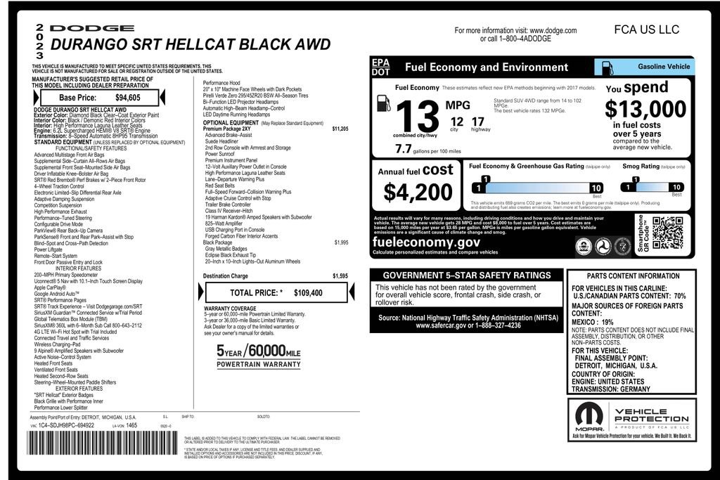 Used 2023 Dodge Durango SRT Hellcat AWD/4WD image 3