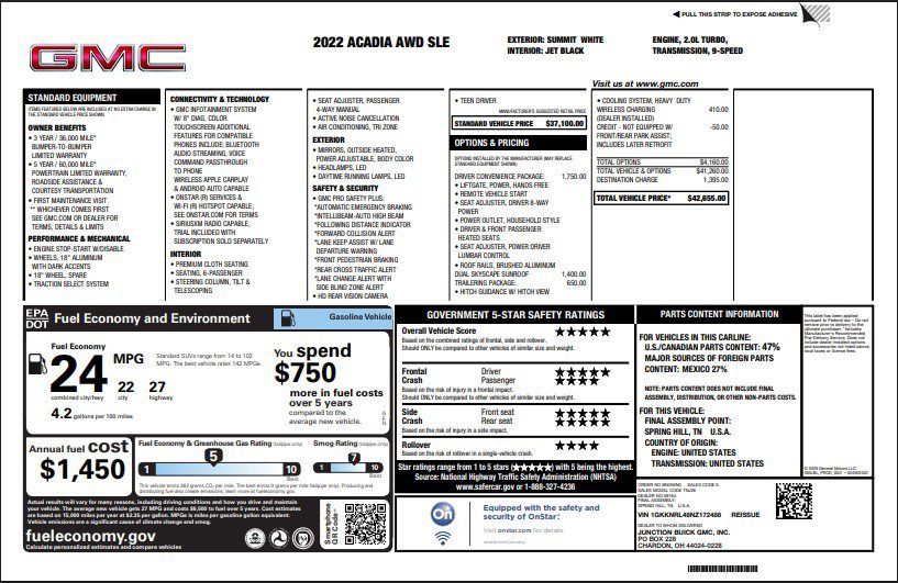 Used 2022 GMC Acadia SLE w/ Driver Convenience Package image 4