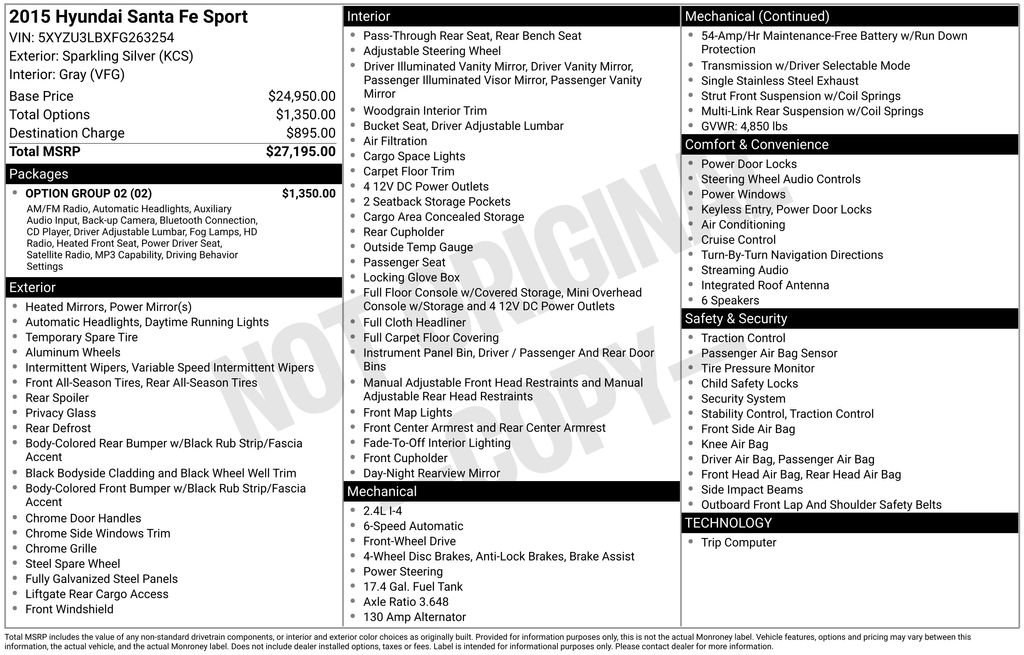 Used 2015 Hyundai Santa Fe Sport w/ Option Group 02 FWD image 30