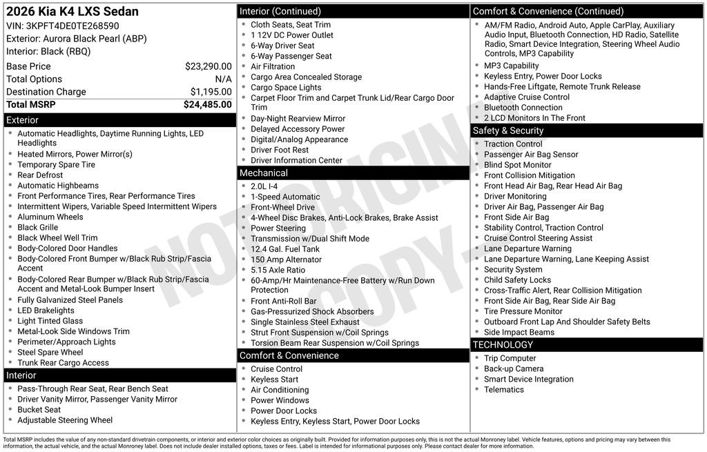 New 2026 Kia K4 LXS image 30