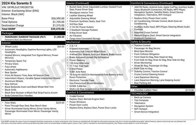 Certified 2024 Kia Sorento S w/ Panoramic Sunroof Package image 23